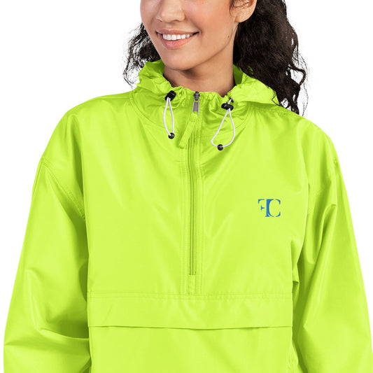 FC | Classic | Embroidered Champion Rain Jacket | Safety Green/Light Blue