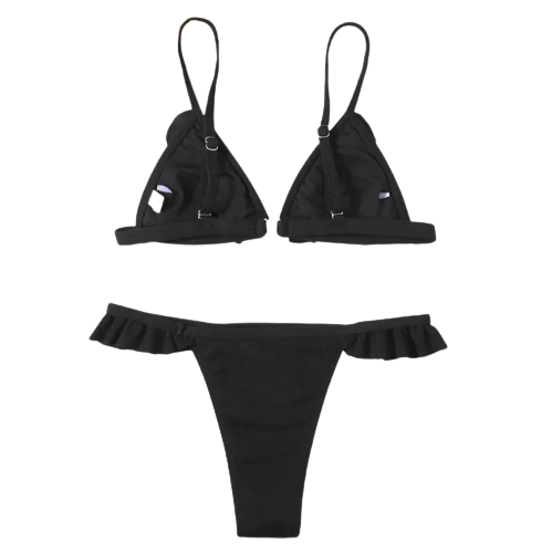 FC | Micro Ruffle | Mini Bikini Swimsuit | Black Set