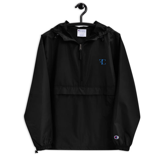 FC | Classic | Embroidered Champion Rain Jacket | Black/Light Blue