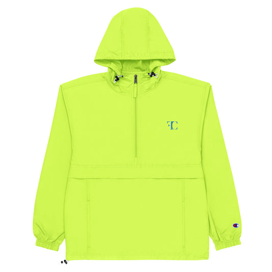 FC | Classic | Embroidered Champion Rain Jacket | Safety Green/Light Blue