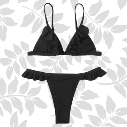 FC | Micro Ruffle | Mini Bikini Swimsuit | Black Set